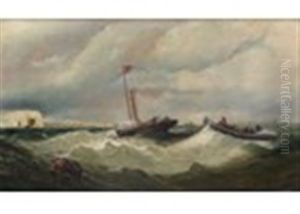 A Lifeboat Under Tow In Heavy Seas Off The East Coast by William (of Ramsgate) Broome
