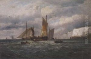 Fishing Smacks Preparing For Sea by William (of Ramsgate) Broome