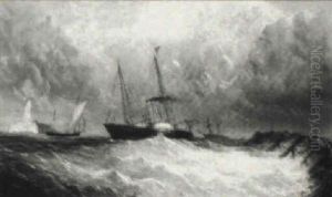 A Steam Packet At The Mouth Of A Harbour by William (of Ramsgate) Broome