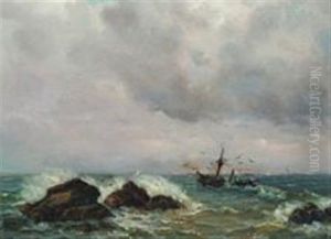 Costal Scenery by Johan Carl Christian Brosboell