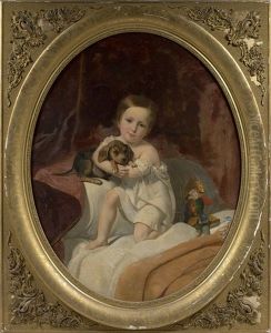 Enfant Serrant Un Chien Dans Ses Bras by Guillaume Etienne Andre Brossard