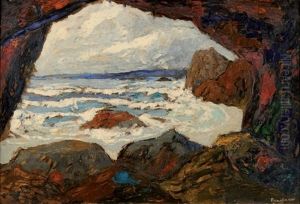 Grotte Ouverte Sur La Mer A Belle Ile by Eugene Brouillard