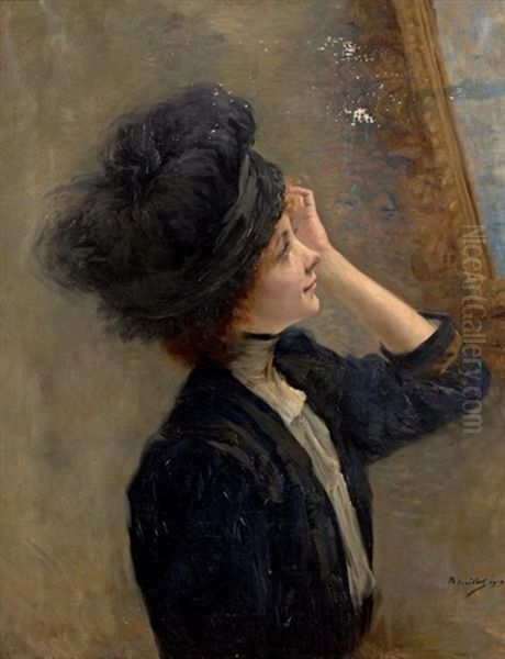 Femme De Profil A Son Miroir - view 1