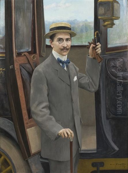 A Young Man By A Carriage - view 1