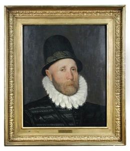 Portrait Of Oliver St. John, 1st Baron St. John Of Bletso, Wearing A Conical Hat And White Ruff