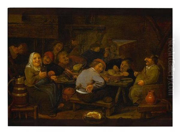 A Tavern Interior With Figures Around A Table - view 1