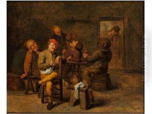 Raucher Und Trinker In Einer Kaschemme by Adriaen Brouwer