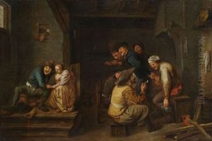 Ausgelassene Bauern Im Wirtshaus by Adriaen Brouwer