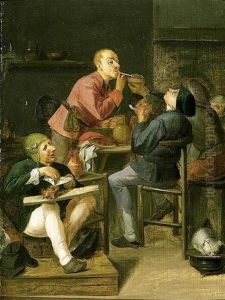 Paysans Fumant Et Buvant Dans Une Auberge by Adriaen Brouwer
