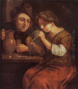 Peasants Smoking And Drinking In An Interior by Adriaen Brouwer