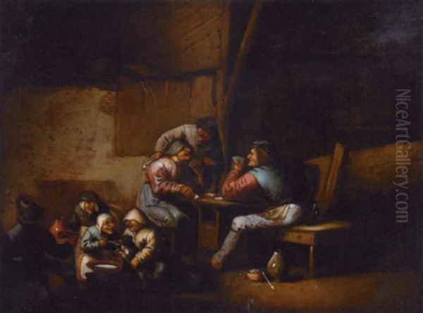 Peasants Playing Cards In An Interior - view 1