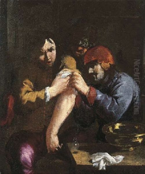 The Sense Of Touch: A Surgeon Attending To A Man's Arm - view 1