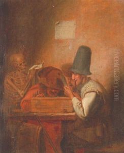 Tre Man Och Doden by Adriaen Brouwer