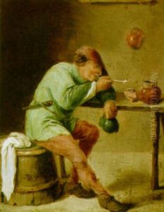A Man Drinking And Smoking At A Table