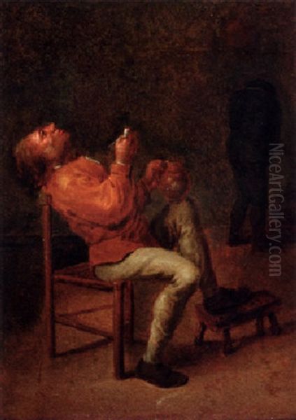 A Peasant Smoking A Pipe In An Interior - view 1