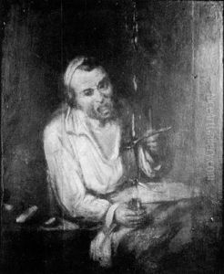 An Interior Scene With Figure Holding Spoon