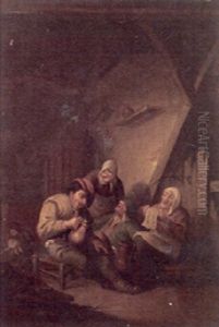 A Tavern Interior With Figures Merrymaking by Adriaen Brouwer