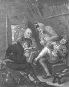 Interieur Mit Trinkenden Und Rauchenden Landbewohnern by Adriaen Brouwer