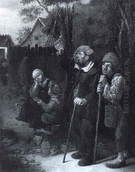 A Peasant Woman And Child With A Quack In A Farmyard - view 1