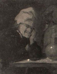 Head Of A Man In A Red Cap by Adriaen Brouwer