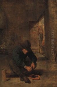 A Peasant Eating Mussels In An Interior