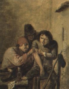 A Peasant In A Doctor's Surgery by Adriaen Brouwer