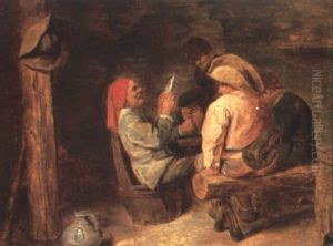 Group Of Peasants In An Interior by Adriaen Brouwer