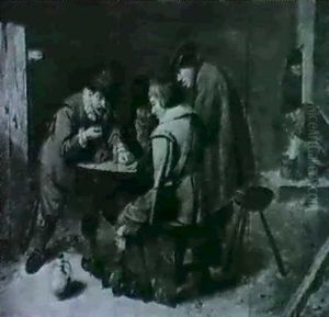Soldiers Gambling In A Tavern by Adriaen Brouwer