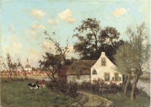 A Little White Farmhouse, The Peperbus In The Distance, Leidschendam