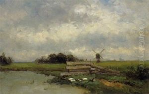Landschaft Mit Windmuhle