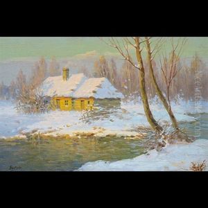 Landscape In Snow by Jakov Ivanovich Brovar