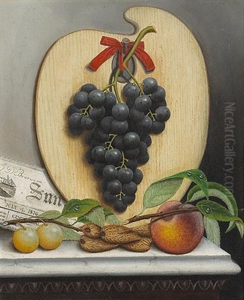 A Still Life With Purple Grapes, A Palette And A Newspaper (+ A Still Life With Green Grapes, A Palette And A Newspaper; Pair) - view 1