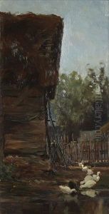 Ducks By A Farm Pond; A Country Path (2 Works) by Alexander Kellock Brown