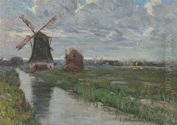 Windmill And Canal In A Landscape - view 1