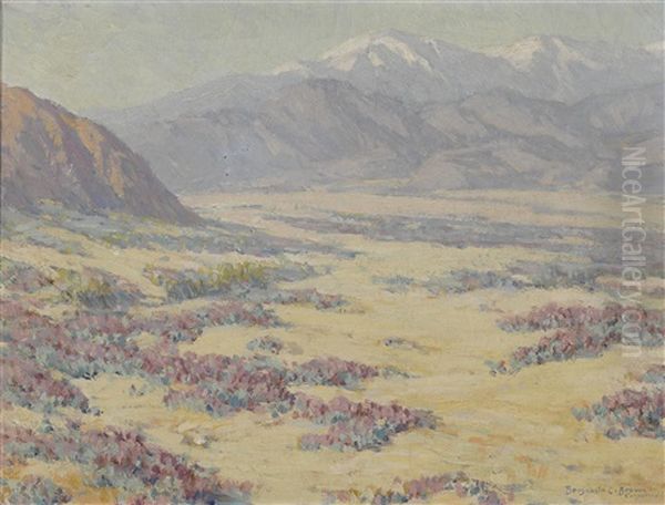 California Desert Wildflowers With Mountains Beyond by Benjamin Chambers Brown