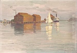 Boats At San Pedro Harbor by Benjamin Chambers Brown