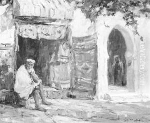 Native Bazaar, Tangiers by Benjamin Chambers Brown