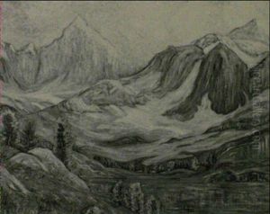 California Landscape With Mountains And Lake by Benjamin Chambers Brown