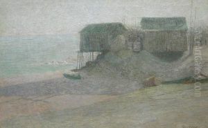 Fishing Shacks And Dories On The Beach