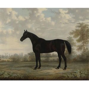 A Bay Horse In A Landscape by Edward (of Coventry) Brown
