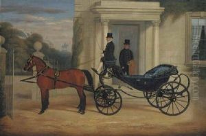 A Coachman, Royal Carriage And Horses At A Doorway, With Wyatt's Statue Of The Duke Of Wellington At Constitution Arch, And Knightsbridge Beyond by Edward (of Coventry) Brown
