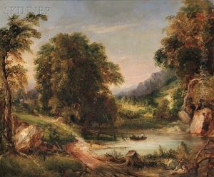Landscape With Fishermen On A Small Lake