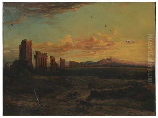 Italian Campagne With View Of The Claudian Aquaduct - view 1