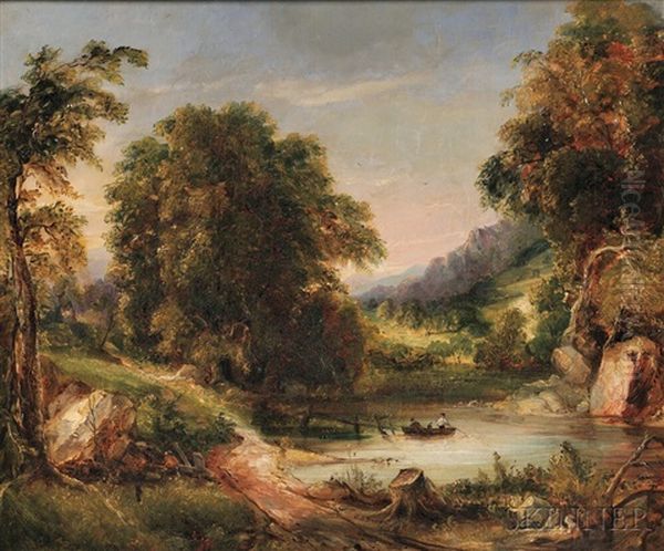 Landscape With Fishermen In A Small Lake - view 1