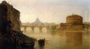 Sunset, The Tiber At Rome by George Loring Brown