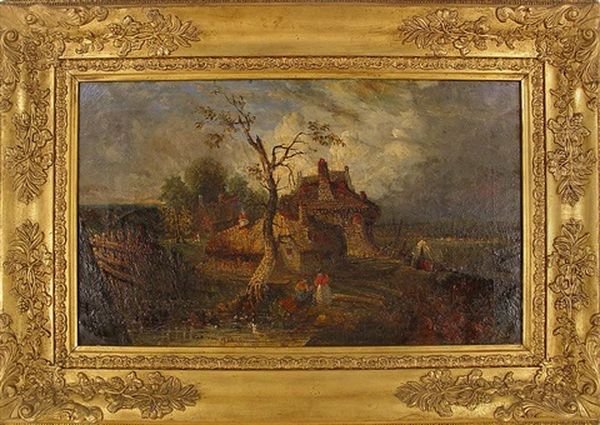 Figures And Cottages In A Landscape - view 1
