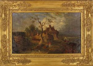 Figures And Cottages In A Landscape