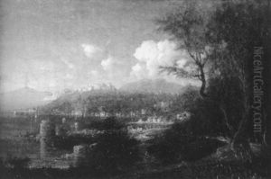 Morning, View At Sorento, Italy, Including Mt. Vesuvius In The Distance by George Loring Brown