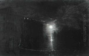 Moon Rising On The Grand Canal, Venice by George Loring Brown