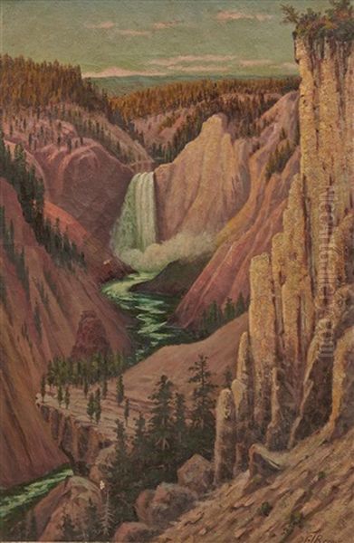 Lower Falls And Grand Canyon Of Yellowstone From Hayden Point - view 1